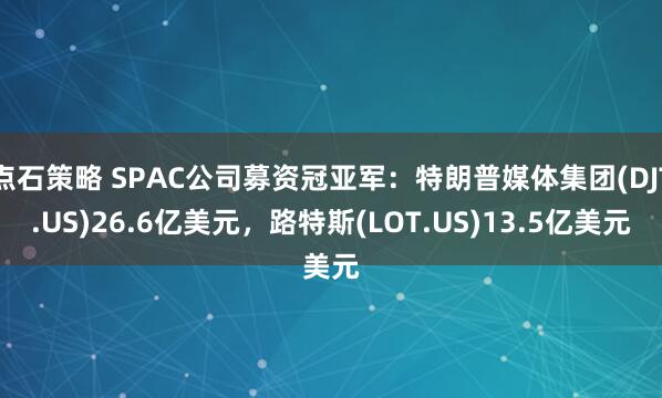 点石策略 SPAC公司募资冠亚军：特朗普媒体集团(DJT.US)26.6亿美元，路特斯(LOT.US)13.5亿美元